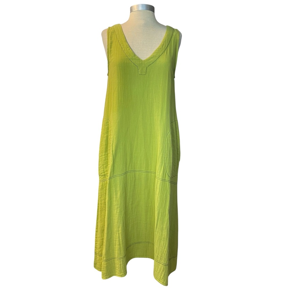 Tulip Midi‎ Dress Women's SMALL Charmaine Sweet Pea Green Gauze Cotton Boho